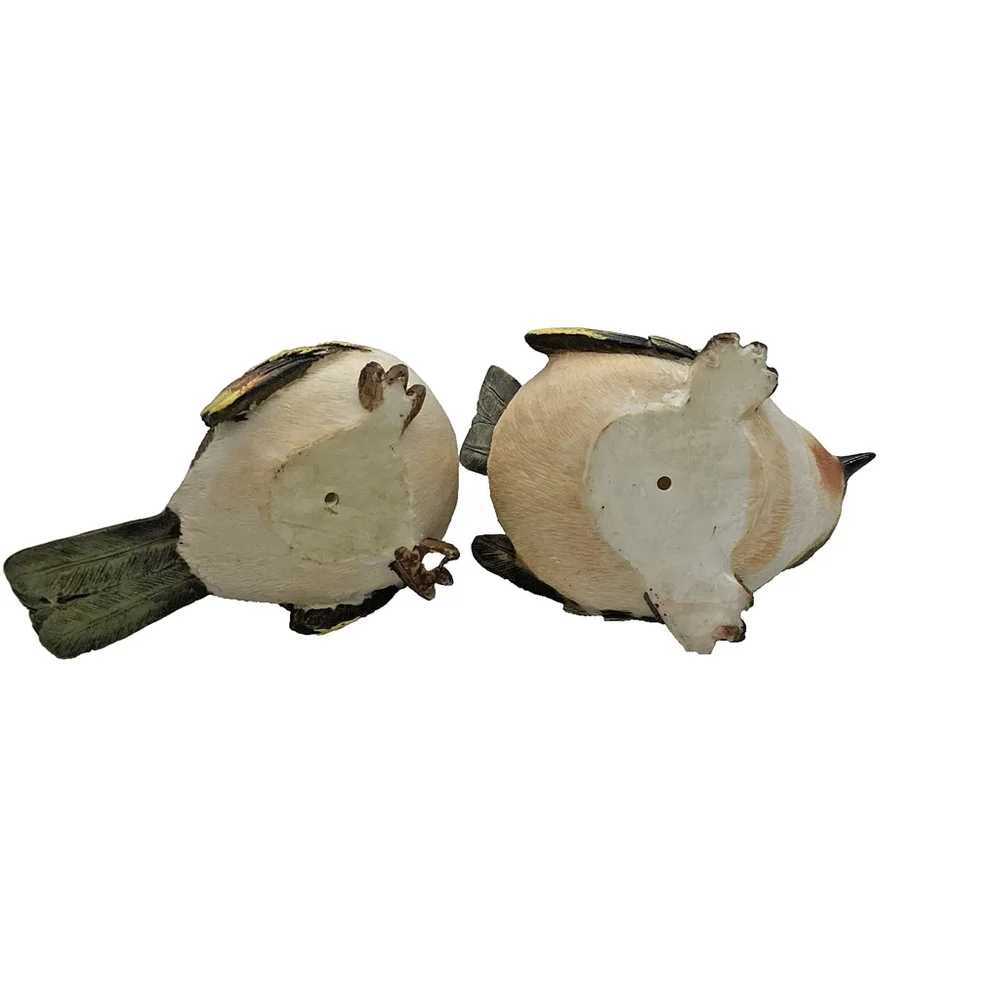 Vintage Pair of Resin Yellow Birds for Home or Garden Decor